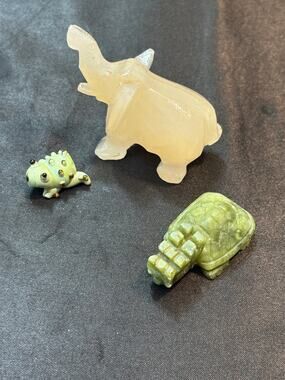 stone figurines, damaged repair lot, vintage stone, craft lot, carved stone